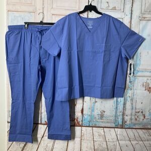 Cherokee Unisex Scrub Suit Blue Pants and Top Size 4XL WW644 NWT